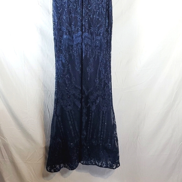 Mori Lee Navy Blue Maxi Dress - Picture 7 of 14